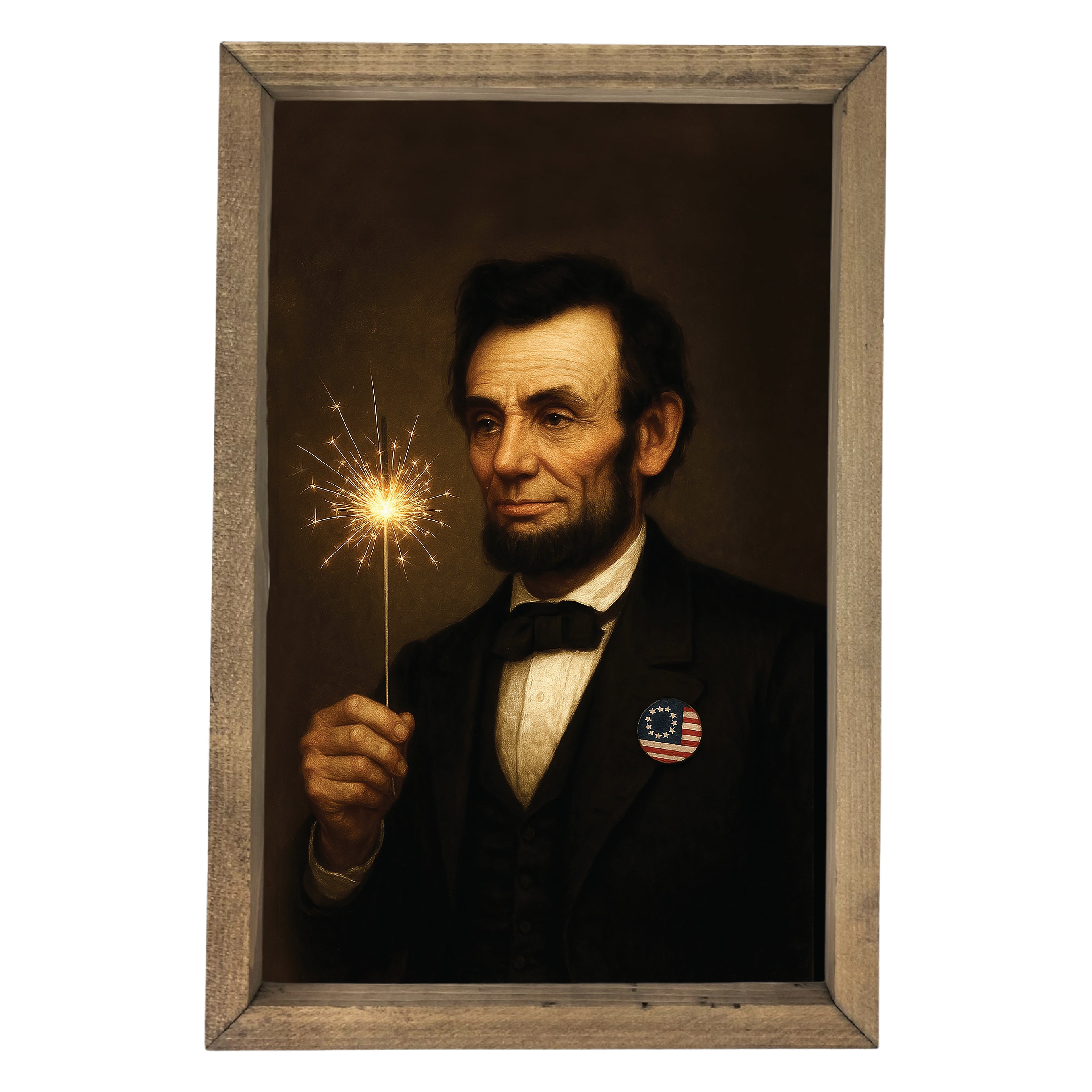 Abraham Lincoln with Sparkler Framed Art