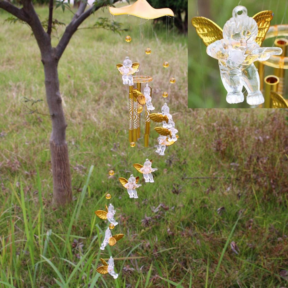 Antique Resonant 5 Tubes Love Angel Wind Chime Bells Hanging Living Bed Home Decor Gift Car Praying Hanging Garden Decoration Decor Wind Chime Outdoor Yard Garden Deco Wind Chimes