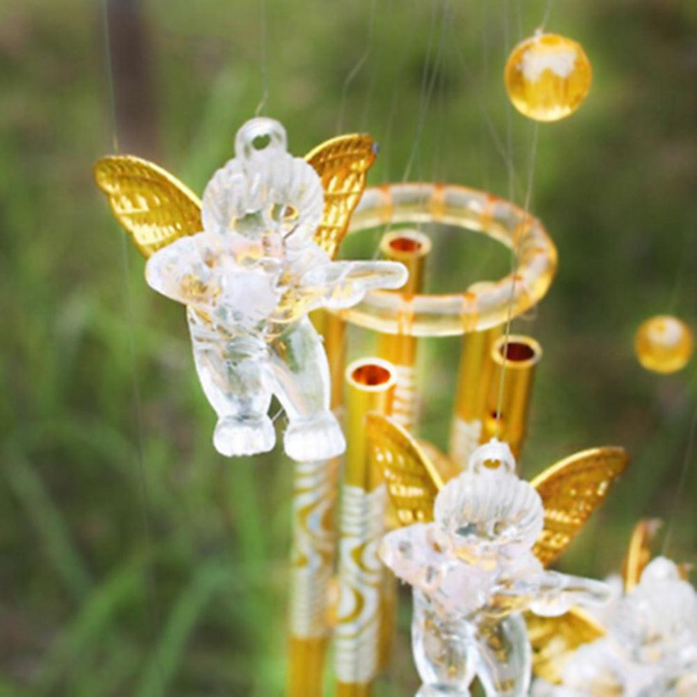 Antique Resonant 5 Tubes Love Angel Wind Chime Bells Hanging Living Bed Home Decor Gift Car Praying Hanging Garden Decoration Decor Wind Chime Outdoor Yard Garden Deco Wind Chimes