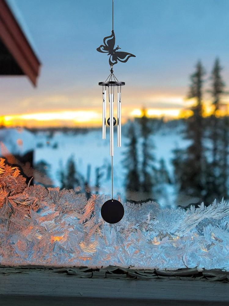 Memorial Butterfly Wind Chimes Angel  Wings Flying Bird Wind Chimes Garden Art Wings Wind Chime Patio Hummingbird Wind Chime Garden Hanging Decoration Outdoor Large Chimes For Patio  Porch Yard Black